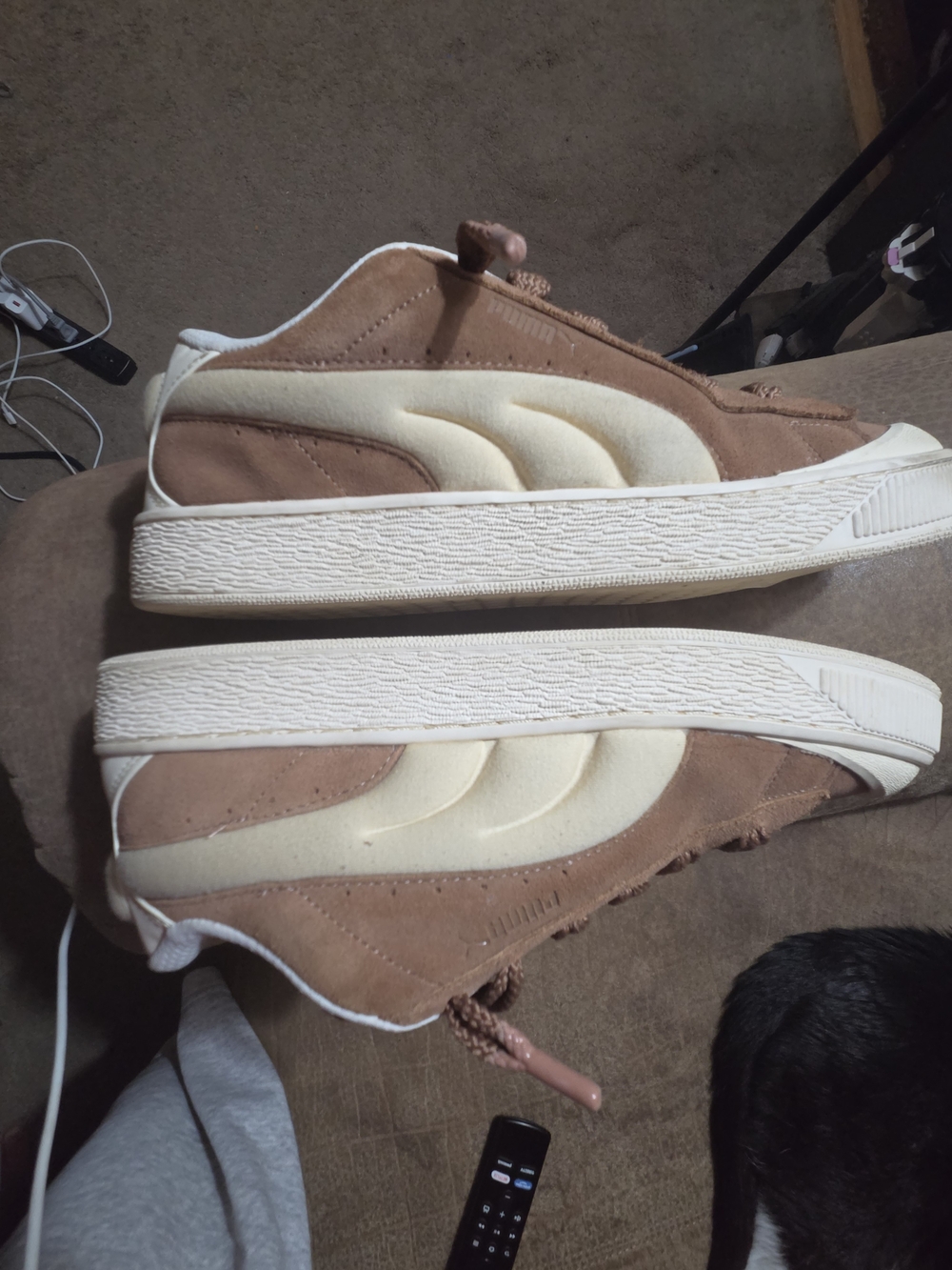 Puma Men's Suede Sneakers in Brown and Cream